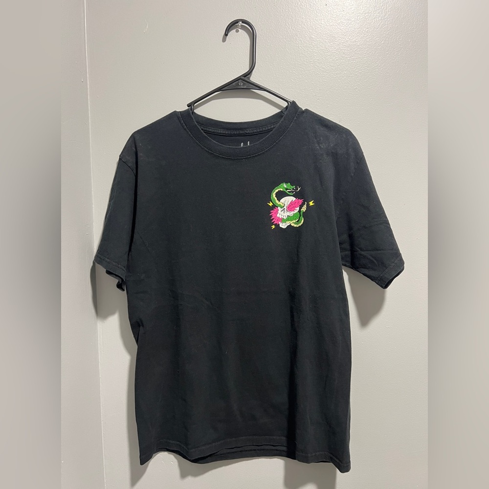 Black T-Shirt with Dragon Embroidery